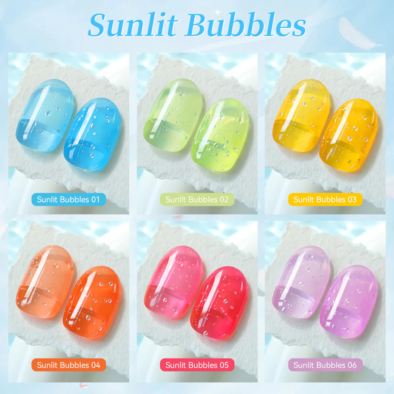 Sunlit Bubbles Cat Eye Co. – Born Pretty kit de 6