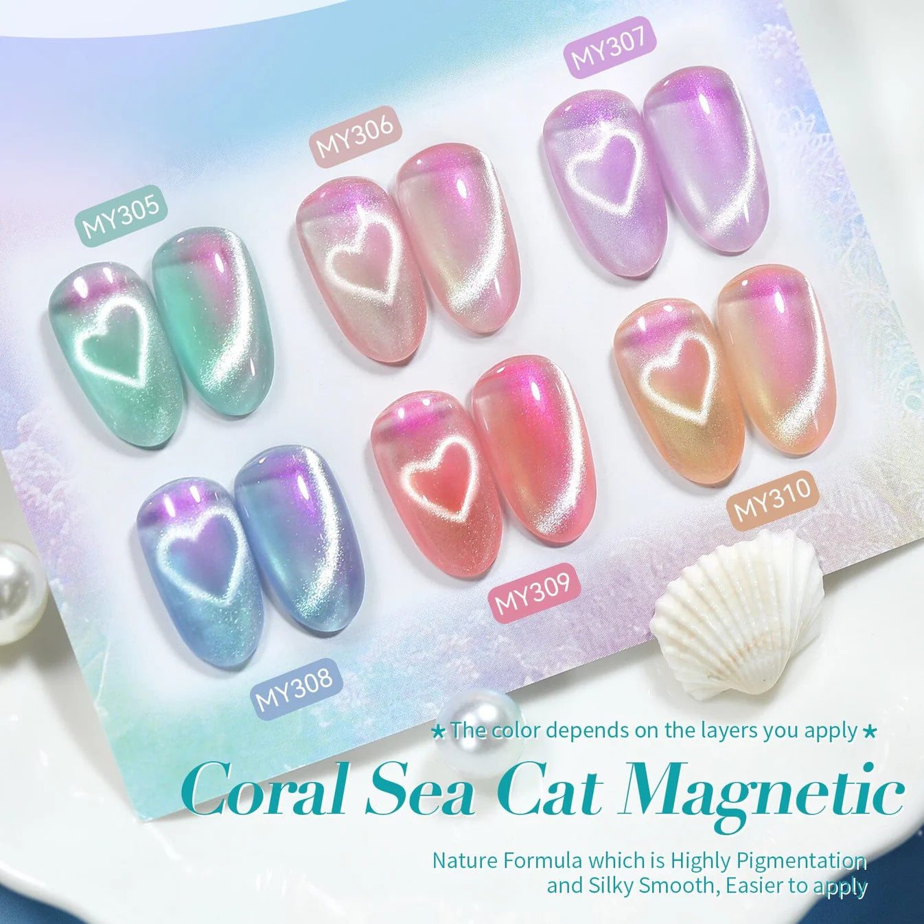 Coral Sea Cat Magnetic – Born Pretty kit de 6