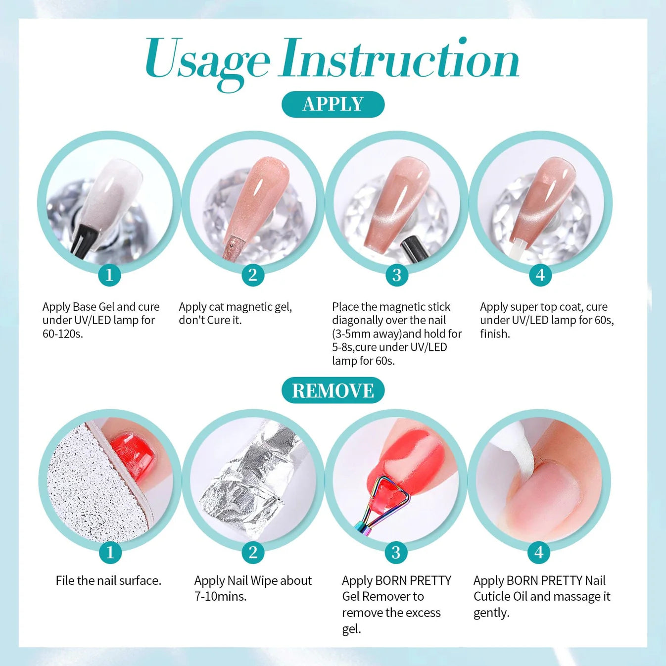 Coral Sea Cat Magnetic – Born Pretty kit de 6