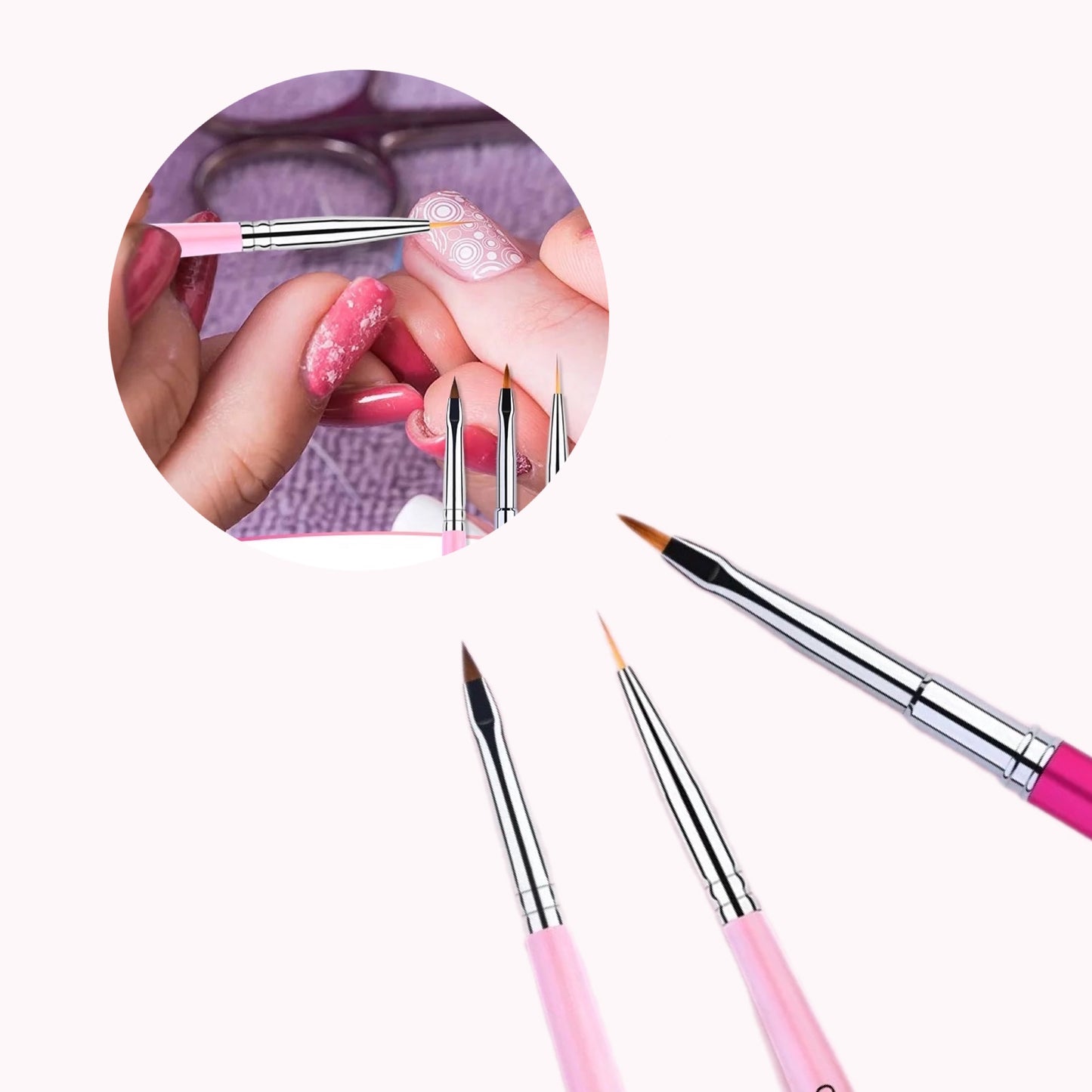 3D nail art brushes (kit 3pcs)