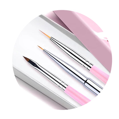 3D nail art brushes (kit 3pcs)